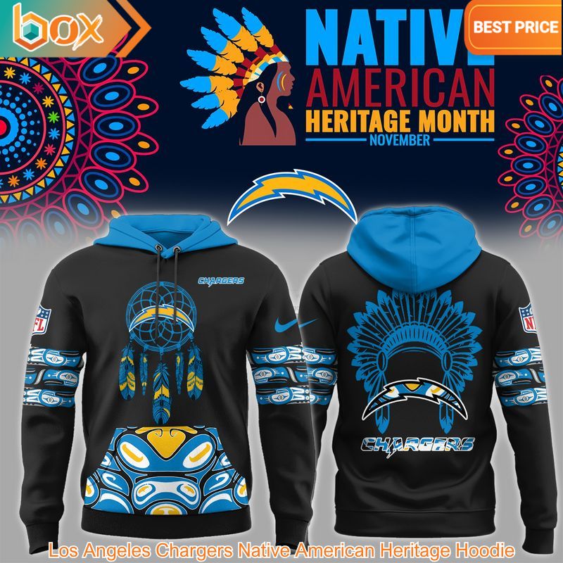 TOP Los Angeles Chargers Native American Heritage Hoodie