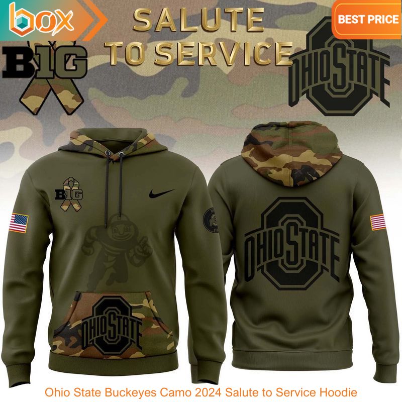 TOP Ohio State Buckeyes Camo 2024 Salute to Service Hoodie