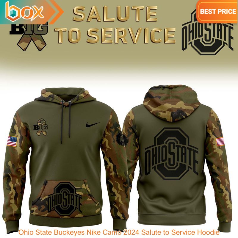 TOP Ohio State Buckeyes Nike Camo 2024 Salute to Service Hoodie