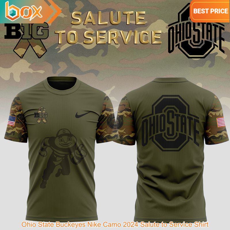 TOP Ohio State Buckeyes Nike Camo 2024 Salute to Service Shirt