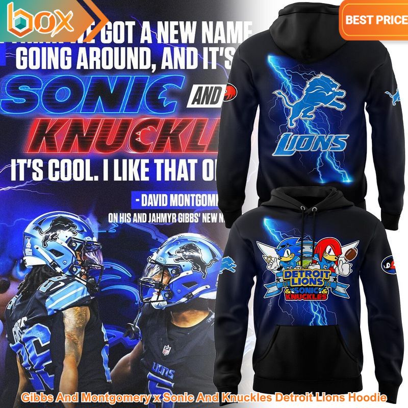 TOP Gibbs And Montgomery x Sonic And Knuckles Detroit Lions Hoodie