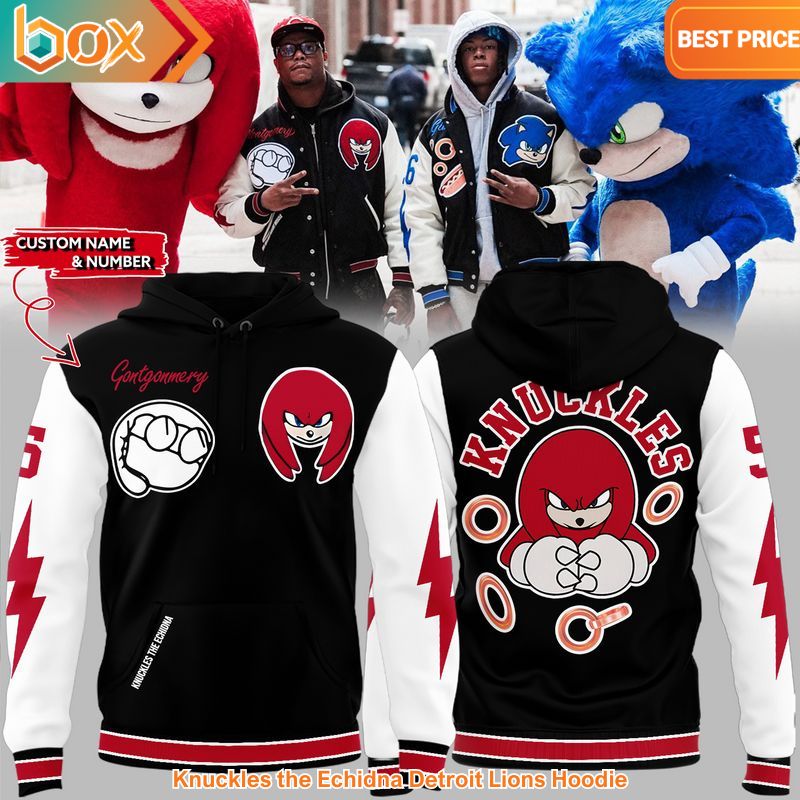 TOP Knuckles the Echidna Detroit Lions Hoodie