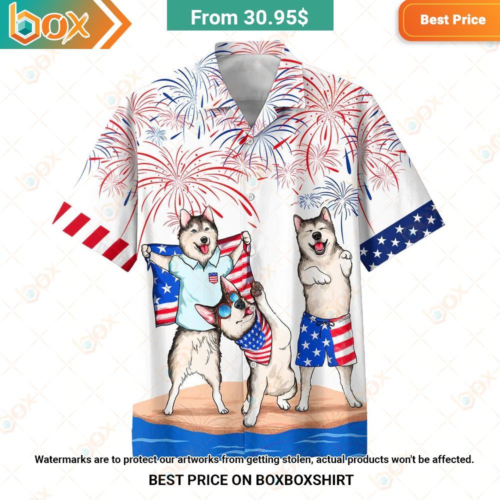 Alaska American Independence Day Dog Hawaiian Shirt Cutting dash