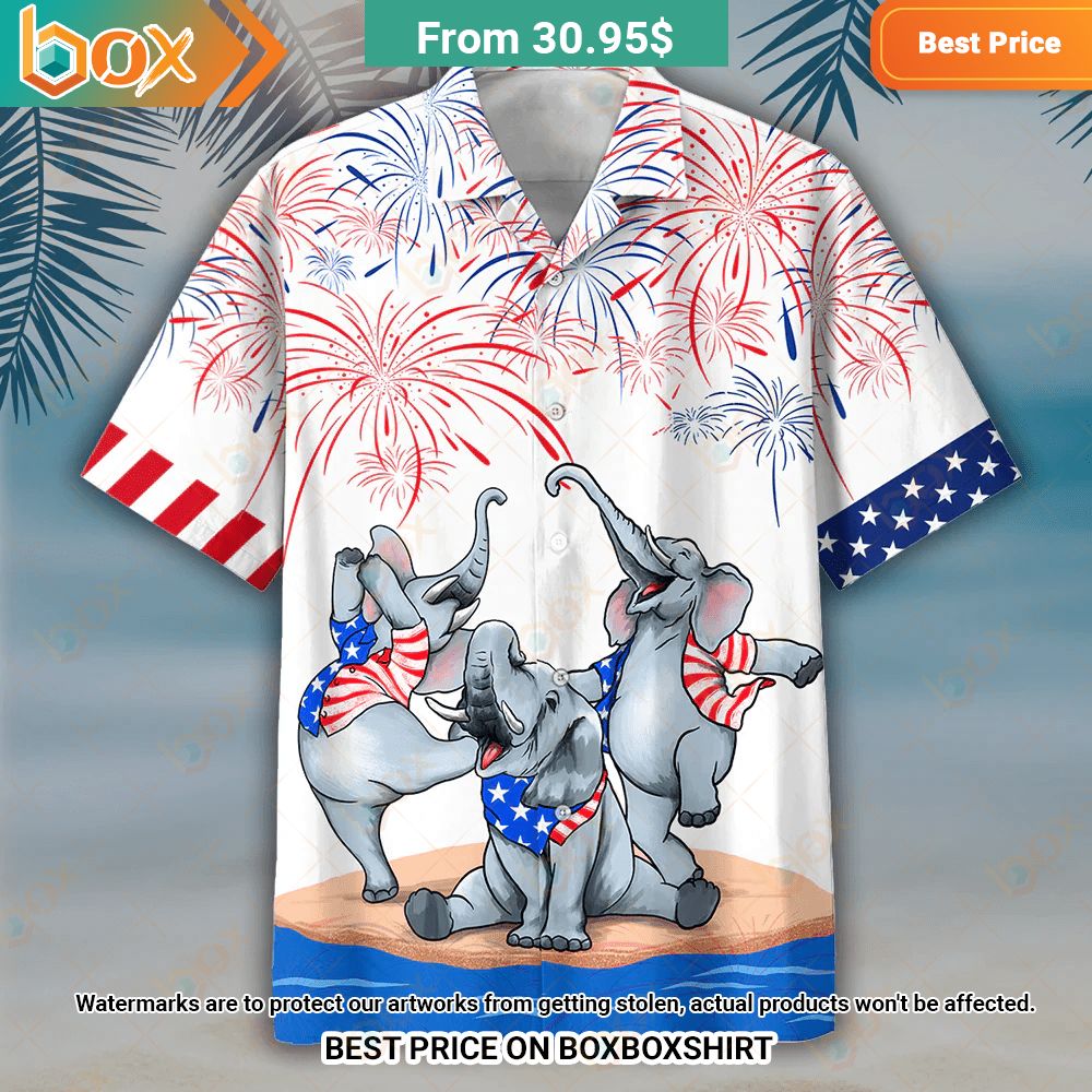 Elephant Happy Independence Day Is Coming Hawaiian Shirt Rocking picture