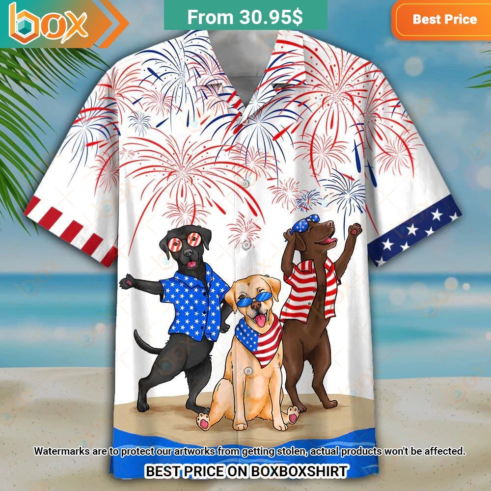 Labrador Retriever Happy Independence Day Hawaiian Shirt Rocking picture