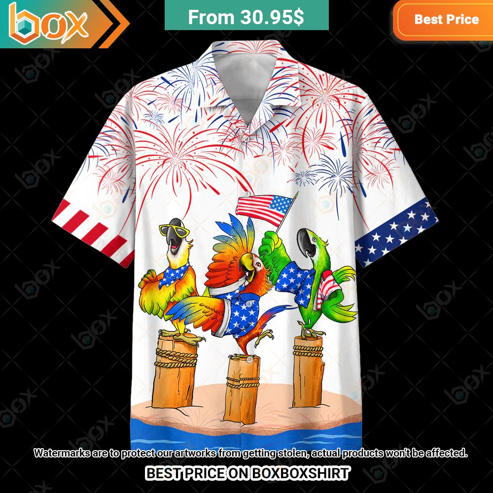 Parrot 4th Of July USA Flag Hawaiian Shirt I like your hairstyle