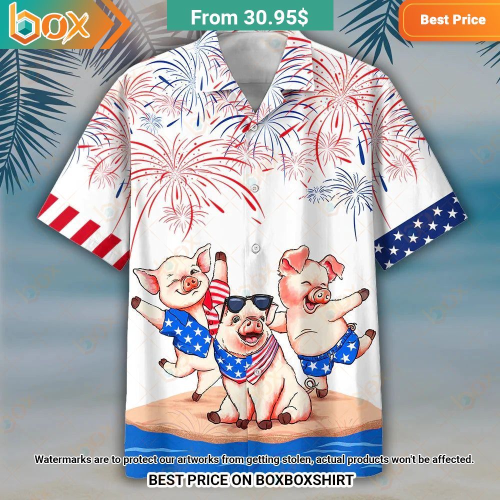 Pig Happy 4th Of July Hawaiian Shirt This place looks exotic.