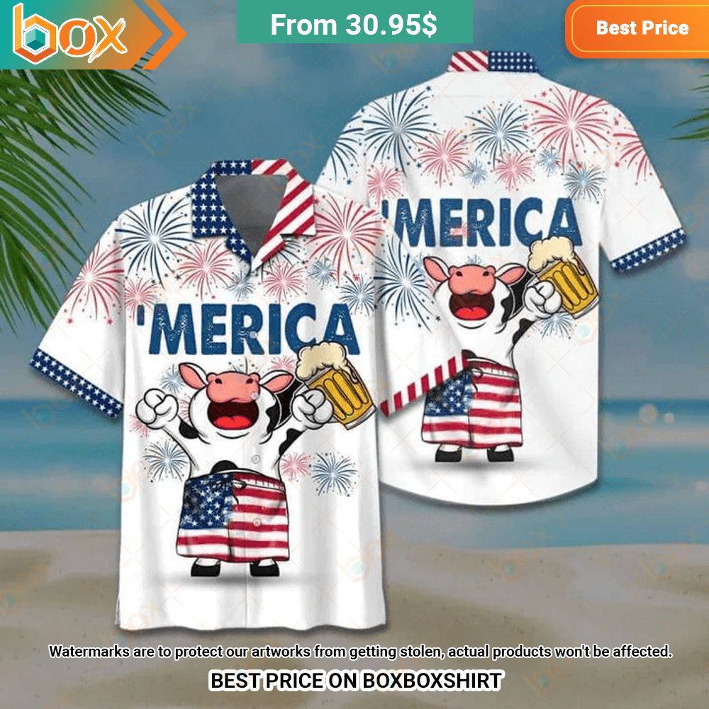 USA Independence Day Cow Hawaiian Shirt You look elegant man