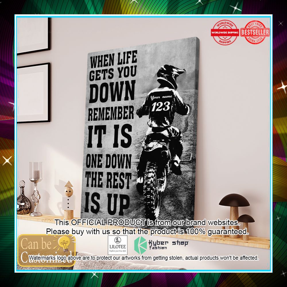 Personalized-When-Life-Gets-You-Down-Remember-Its-Only-One-Down-And-The-Rest-Is-Up-Motorbike-Canvas-1