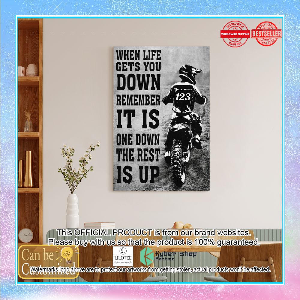 Personalized-When-Life-Gets-You-Down-Remember-Its-Only-One-Down-And-The-Rest-Is-Up-Motorbike-Canvas