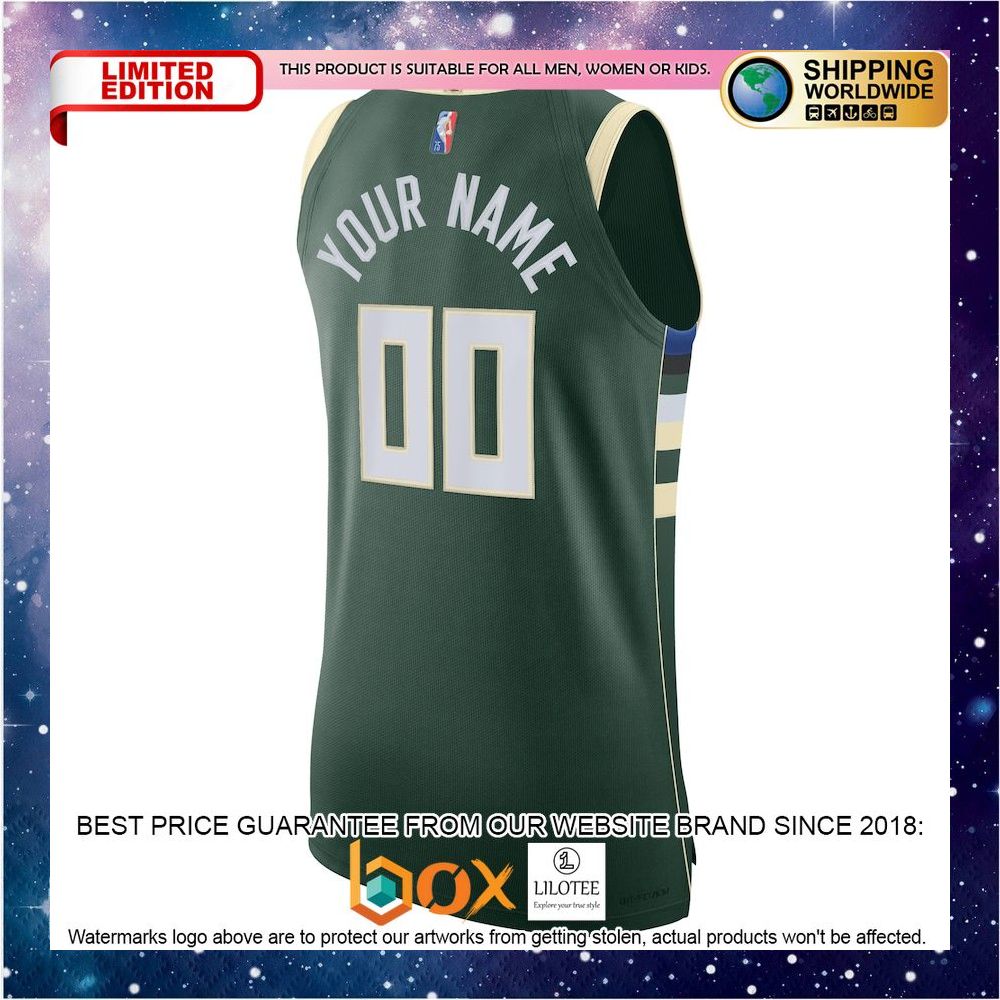 NEW Personalized Milwaukee Bucks Nike 2021-22 Diamond Hunter Green ...