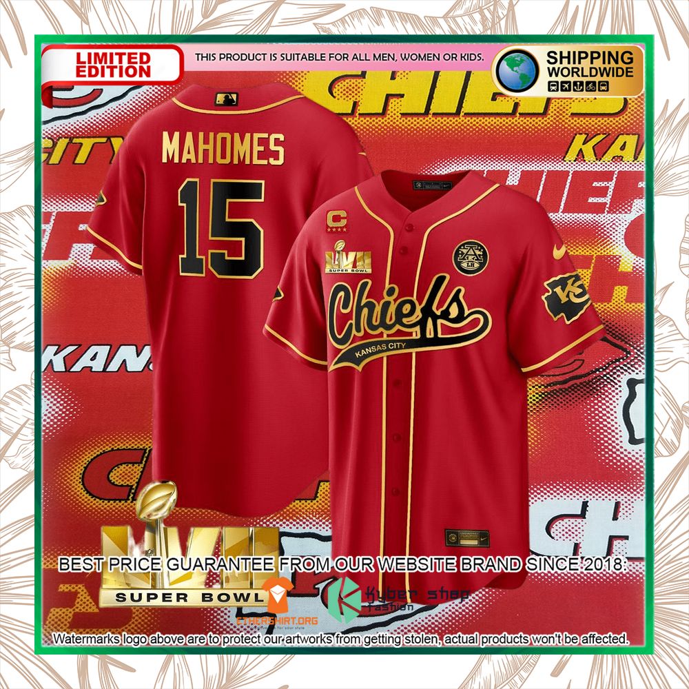 HOT Patrick Mahomes 15 Super Bowl LVII Kansas City Chiefs Baseball ...