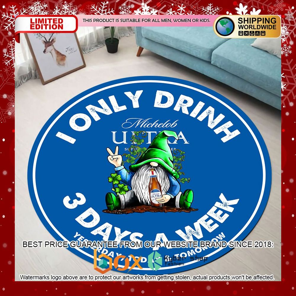st-patrick-day-gnome-i-only-drink-michelob-ultra-round-rug-1-75