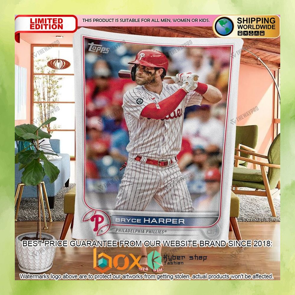 bryce-harper-philadelphia-phillies-baseball-card-soft-blanket-2-519