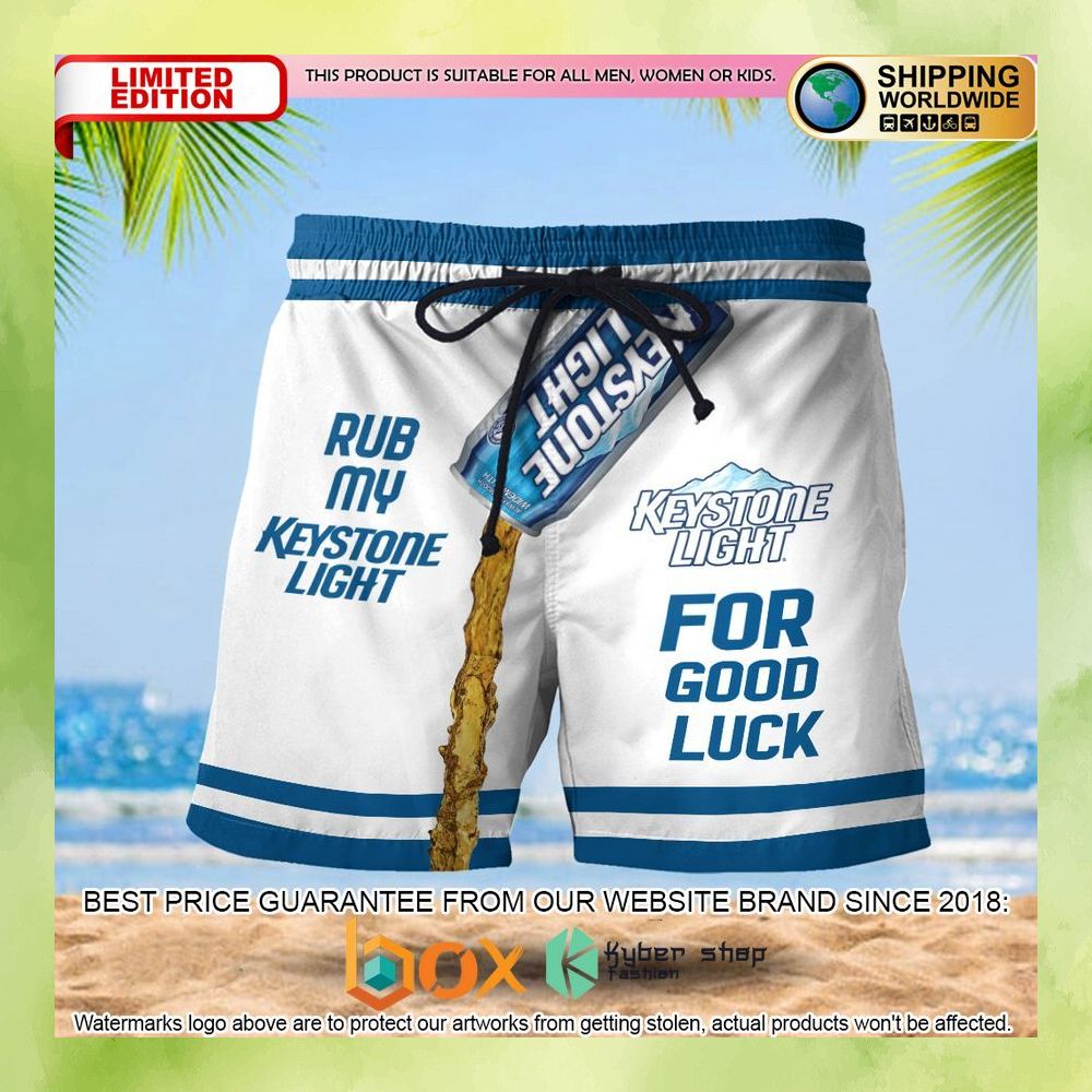 rub-my-keystone-light-for-good-luck-beach-shorts-1-581