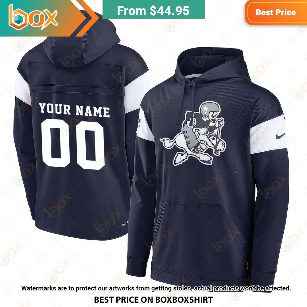 Nike Navy Dallas Cowboys Sideline Arch Jersey Performance Pullover Custom Hoodie 8