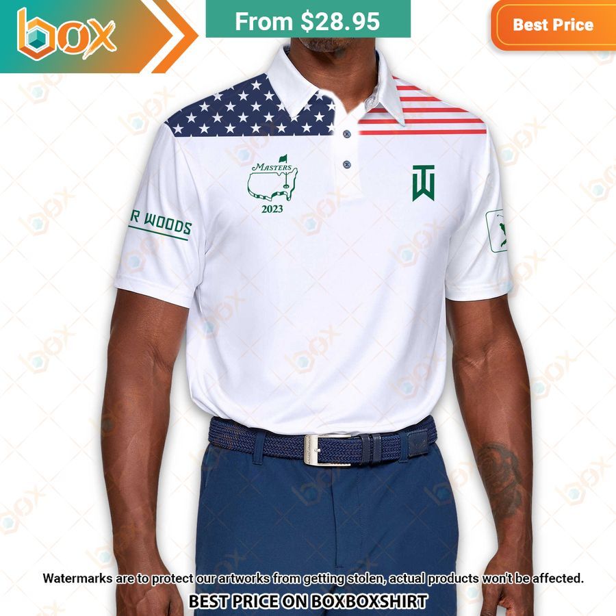 HOT Masters Tournament Flag Of The US Tiger Woods Polo Shirt 1
